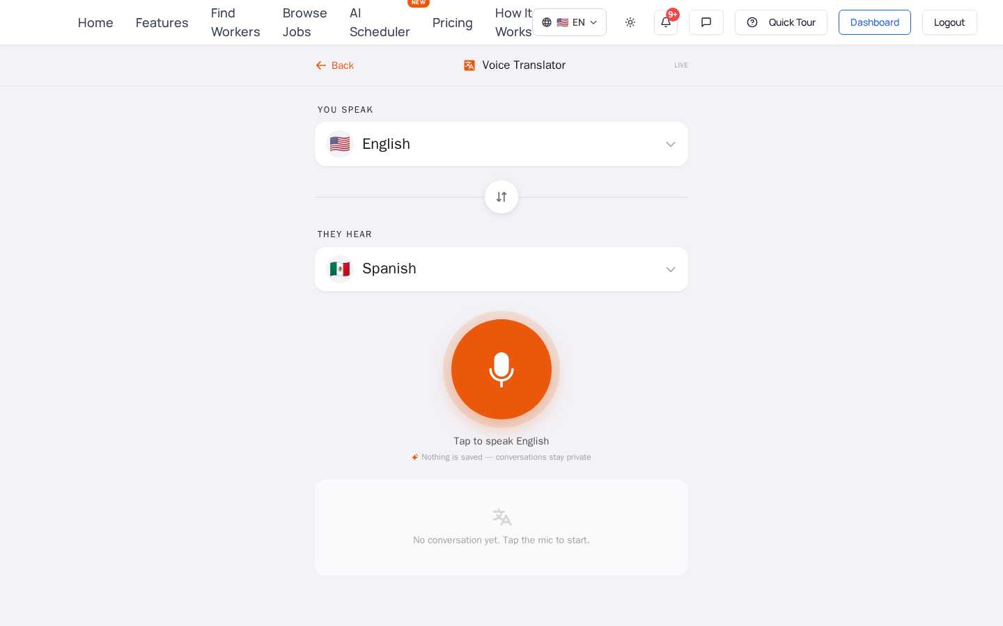 The Voice Translator Built for Job Sites — real product screenshot